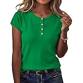 Rapbin Women Blouses Spring Tops for Women 2026 Cap Sleeve Sweater Crew Neck Summer Outfits Dressy Casual