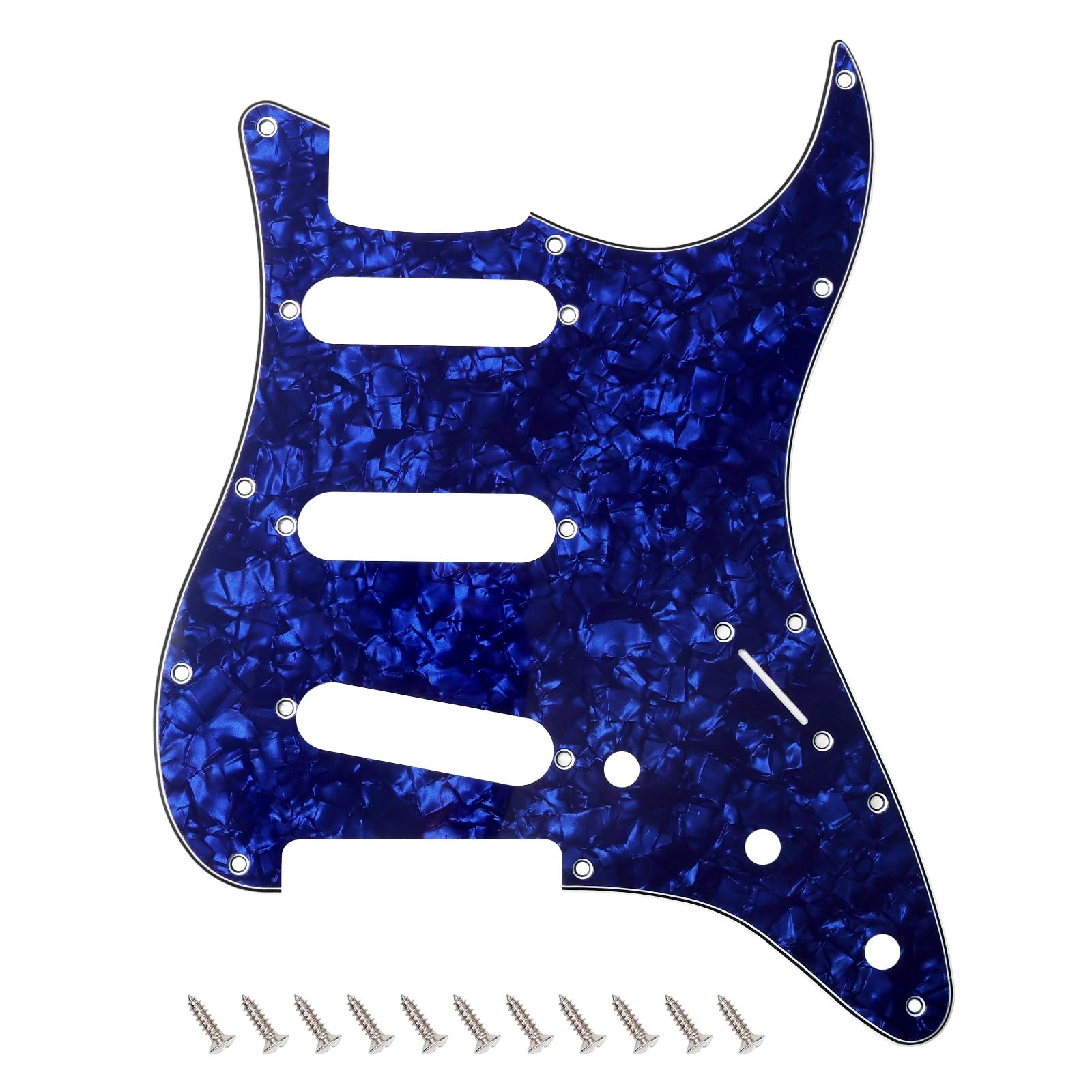 Banworks 4 Ply Strat SSS Pickguard 11-Hole Electric Guitar Pickguard Scratch Plate for USA/Mexican Modern Style Standard Stratocaster ST JT/HB-01 Blue Pearl — image 1