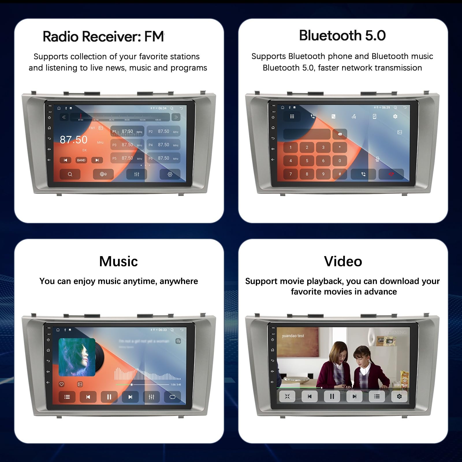 BINIZE Android 13 Car Stereo Compatible with Toyota Camry 2006 2007 2008 2009 2010 2011, 9 Inch Car Radio Head Unit Car Stereo Touch Screen, Wireless CarPlay, Android Auto, GPS, WiFi, Backup Camera