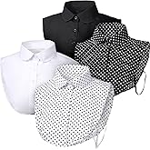 SATINIOR 4 Pcs Fake Collar for Women Black and White Polka Detachable Dots Dickey Collar Half Shirt for Halloween Costume