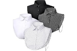 SATINIOR 4 Pcs Fake Collar for Women Black and White Polka Detachable Dots Dickey Collar Half Shirt for Halloween Costume