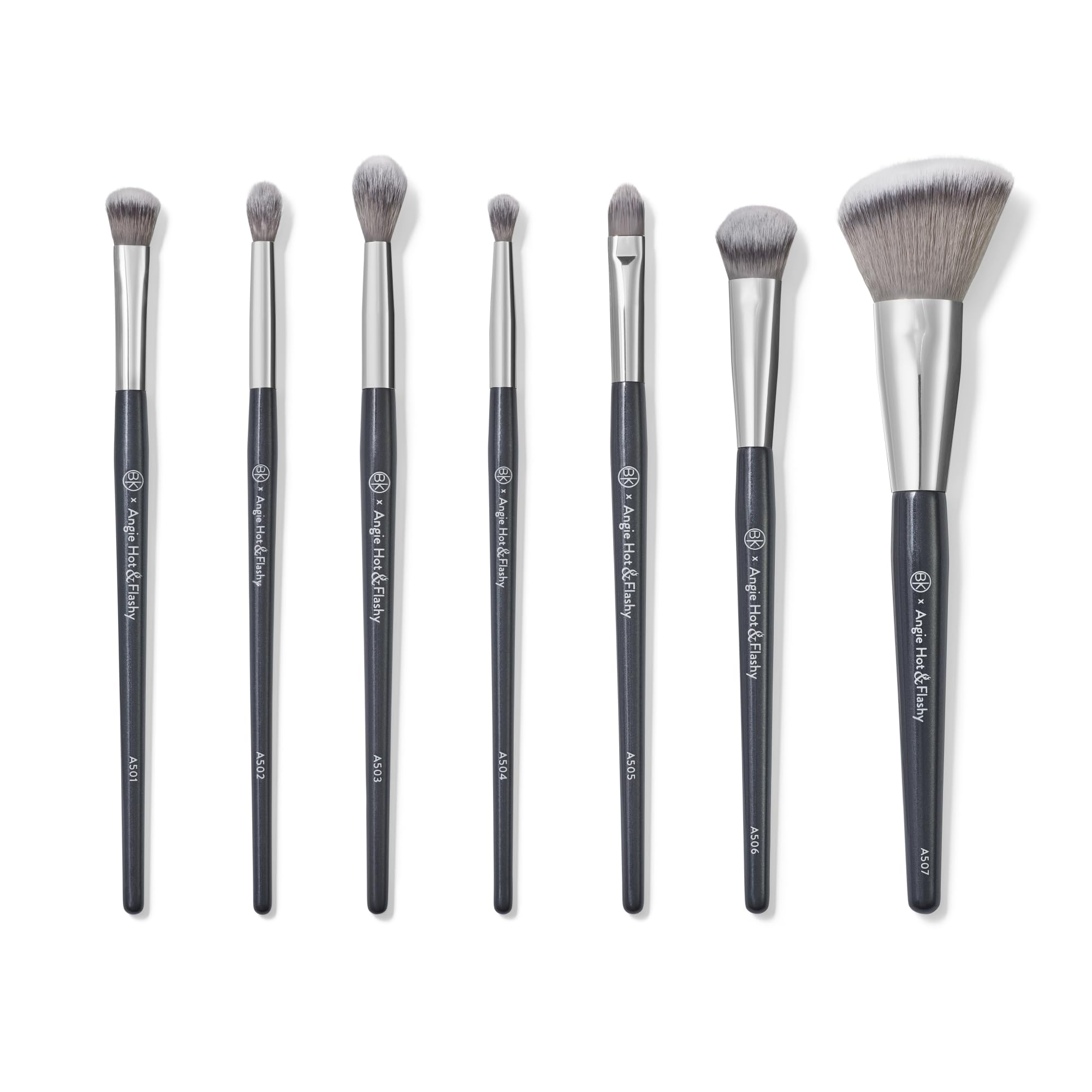BK BEAUTY BRUSHES - ANGIE HOT & FLASHY Brush Set (7PC) - Foundation Makeup Brushes - Brush for Liquid or Cream Foundations - Under-Eye Concealer | Bronzer, Blush & Highlighter Makeup Brush