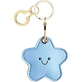 ZOUITY Leather Keychain Holder Case Compatible with AirTag,Cute Protective Cover with Keyring,Anti-Scratch Finder GPS Tracker Case for Wallet Keys,bag,pets,Backpack(Blue Star)