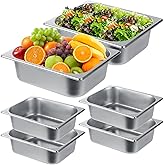 LANIAKEA 6PCS Hotel Pans 1/2 Size x 4 inch Deep Stainless Steel Steam Table Pan Restaurant Supplies Stainless Steam Table Pans, Hotel Pan Trays for Food, Party Catering Supplies