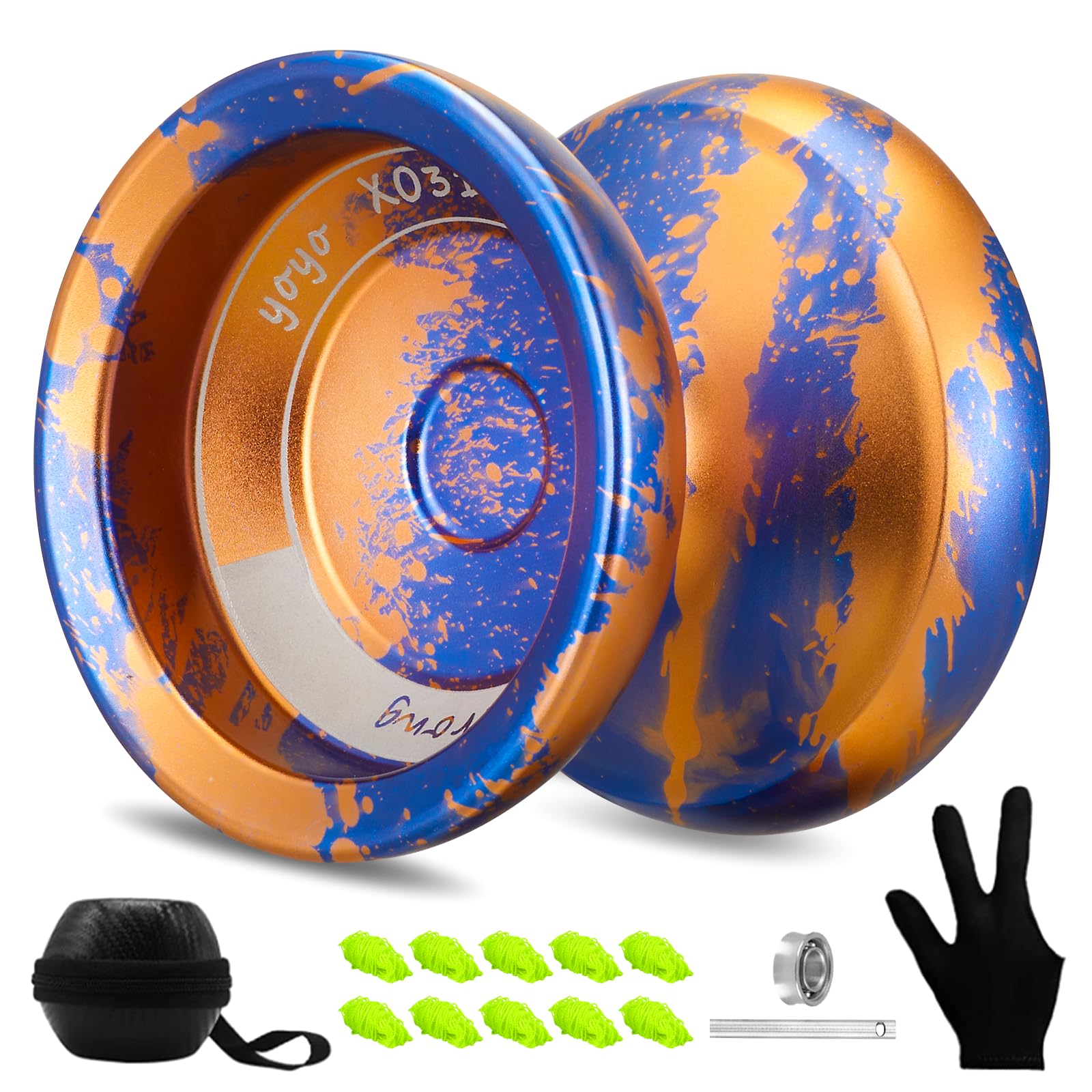 Photo 1 of YOYOSTUDIO X0312 Responsive Yoyo for Kids 8-12, Professional Unresponsive Yoyo for Adults, Finger Spin Trick Yoyos with Bearings Kit + 10 Yo-Yo Strings + Yo Yo Case + Gloves (Blue Orange)