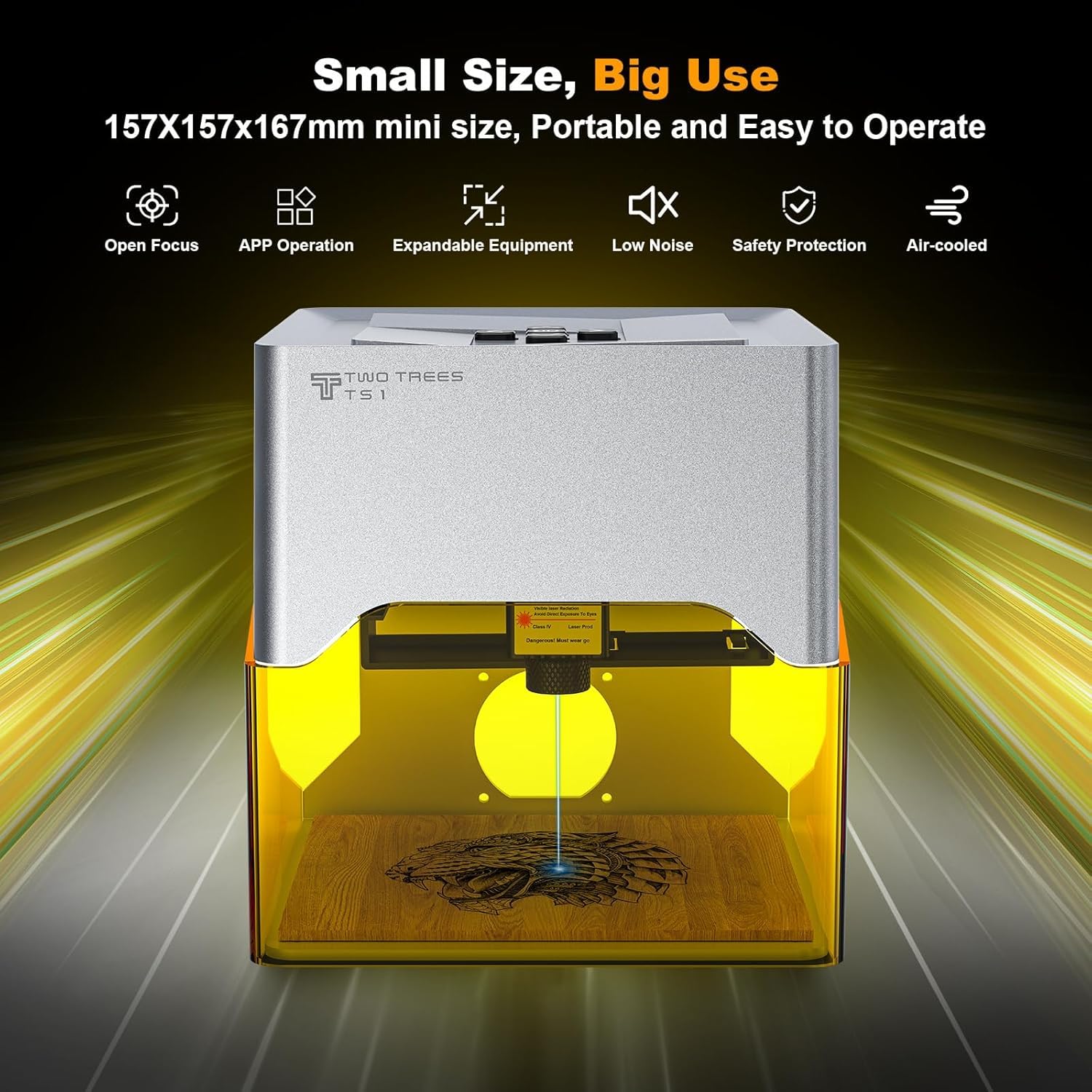 Twotrees TS1 Mini 3W Laser Engraver,Portable Laser Engraving Machine,Lase Cutter,3000mm/min Speed,80x80x30 mm Working Area,Laser Engraver Machine for Jewelry, Metal, Wood, Glass,Leather