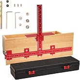 vicrays Cabinet Hardware Handle Jig - Aluminum Alloy Cabinet Template Tool Woodworking Drilling Hole Doweling Guide Punch Locator for Installation Handles Knob on Drawer Door Pulls(Red)