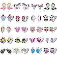20 Pairs Kids Clip on Earrings for Girls and Kids - Non Pierced Earrings for Girls with No Ear Holes,Cute Animal Clipon Earrings Pack for Little Girls