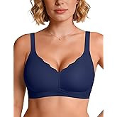Vertvie Women Seamless Jelly Bras No Underwire Supportive Wireless Push Up Full Coverage Bralette Comfy Scalloped T-Shirt Bra
