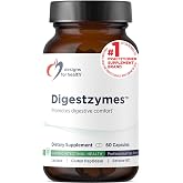 Designs for Health Digestzymes, Gas &amp; Bloating Relief, 60 Capsules | Support Food Breakdown + Nutrient Absorption, Betaine HCI, Pancreatin NF, Protease, Amylase, Lipase, Digestive Enzymes