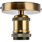Vintage E26 E27 Lamp Socket, Ceiling Lamp Holder Vintage E26 E27 Lamp Socket Ceiling Lamp Holder with Accessories for Kitchen Bedroom Living Room 100‑240V (Golden Patina)