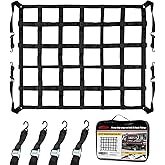 Autofonder Cargo Net for Pickup Truck Bed Adjustable 42"x50" Truck Bed Cargo Netting with S-Hook Fittings 2” Wide Heavy Duty Small Trunk Net Automotive Carrier for SUV Car Trailer