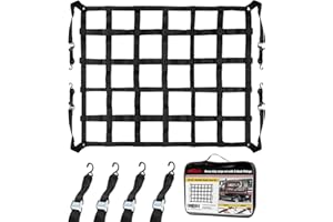 Autofonder Cargo Net for Pickup Truck Bed Adjustable 42"x50" Truck Bed Cargo Netting with S-Hook Fittings 2” Wide Heavy Duty Small Trunk Net Automotive Carrier for SUV Car Trailer