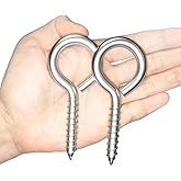 4 Inch Heavy Duty Screw Eye Hooks - 2 PCS Self-Tapping Eye Bolts for Wood | M8 Large Eye Screws with 500lbs Load Capacity for Hammocks Yoga Swings Cable Wood Securing Indoor & Outdoor Use (2)