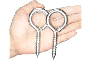 TNDCKP 4 Inch Heavy Duty Screw Eye Hooks - 2 PCS Self-Tapping Eye Bolts for Wood | M8 Large Eye Screws with 500lbs Load Capacity for Hammocks Yoga Swings Cable Wood Securing Indoor & Outdoor Use (2)