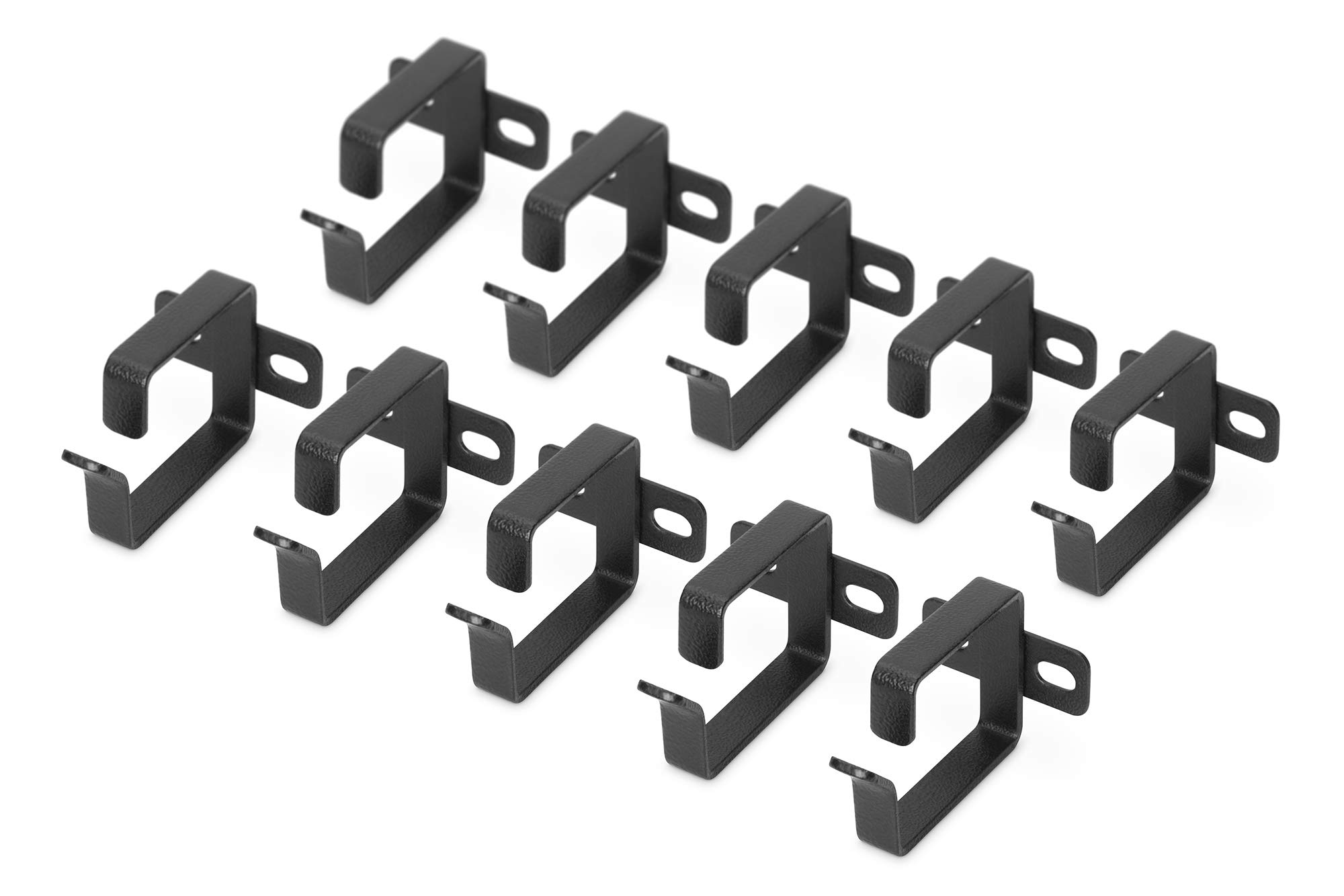 DIGITUS Cable Guide 44 x 60 mm - 10 pieces - Network Enclosure 19 inch - Cable Management - Black — image 1