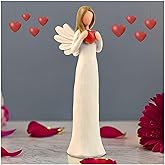 DurableDelights 7.48" Angel Figurines for Women - Resin Guardian Angel Statue Holding Red Heart, Gift for Thanksgiving, Wedding, Christmas Home Decor Ornament, Memorial Gifts