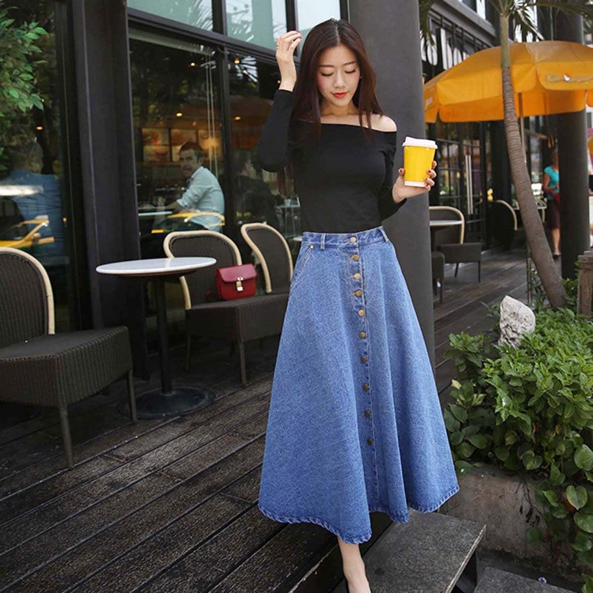 korean outfit denim skirt