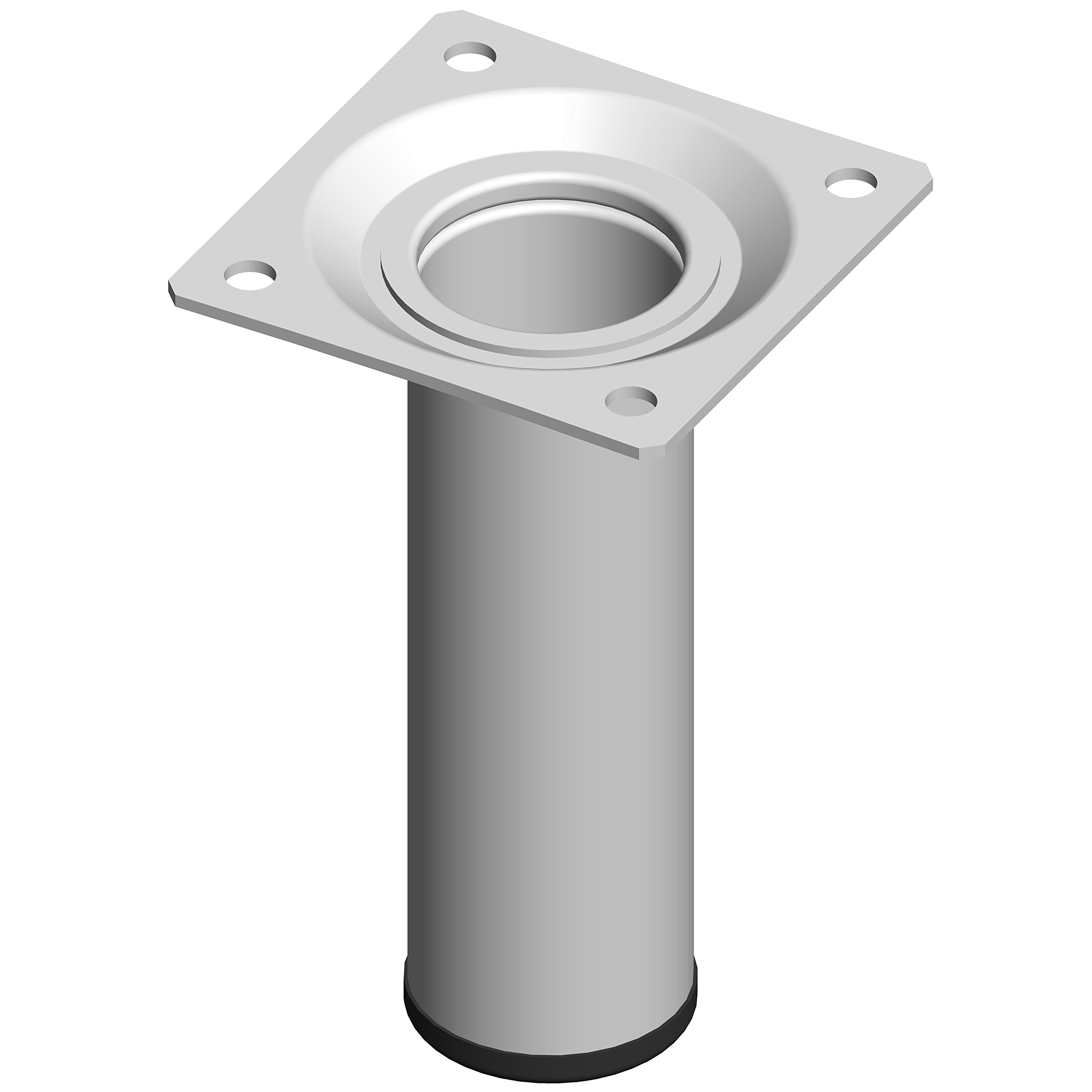 Element System Steel Pipe Feet Round, Furniture Feet including Screw-On Plate, 11100-00001