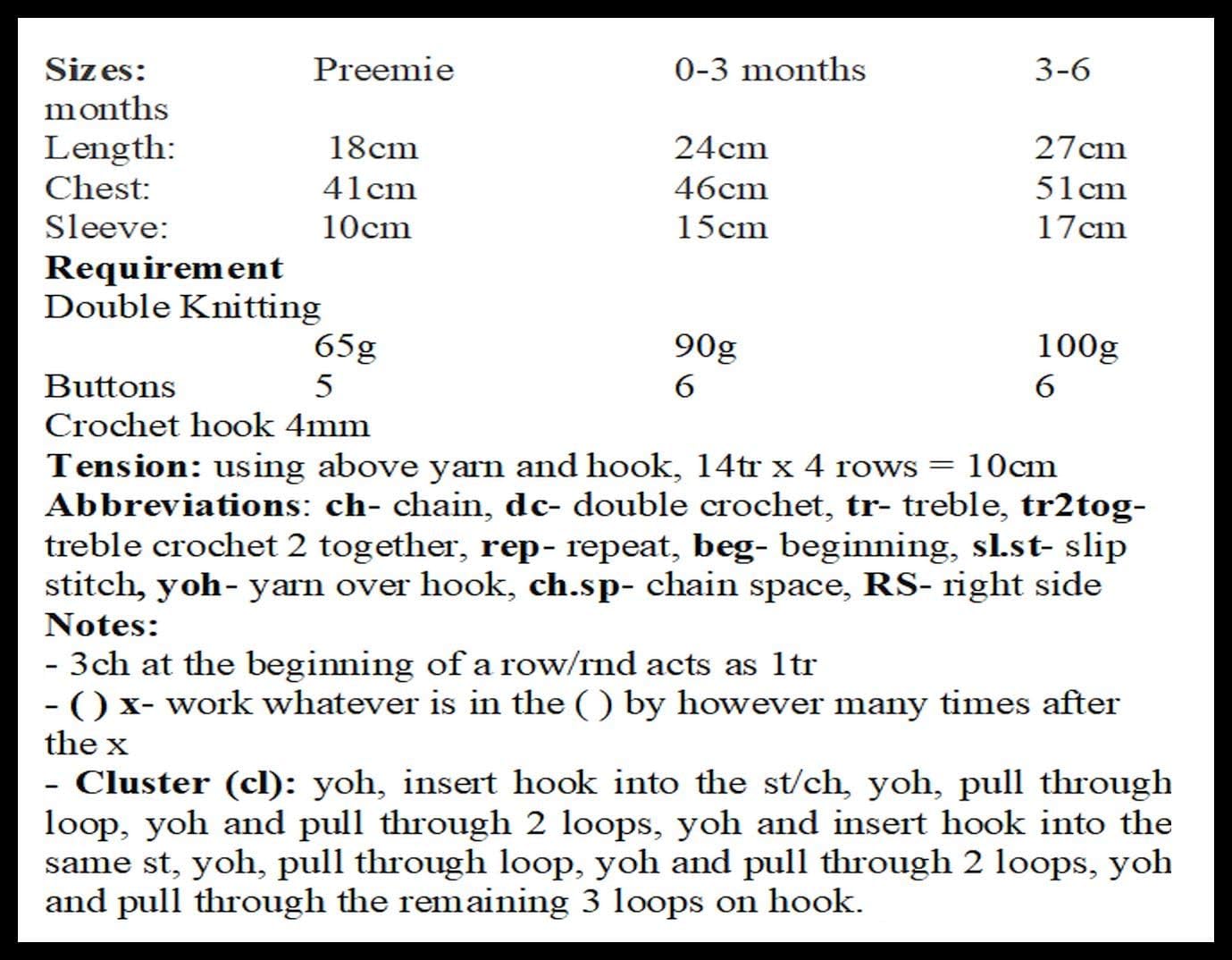 Crochet Pattern for Babies Raglan Cardigan Baby Cardigan Pattern, 3 Sizes Preemie, 0 to 3 Months - Image 3