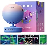 POCOCO Galaxy Star Projector + Aurora and Deep Sea Series Discs | 8 Discs Total, Rechargeable, 1W Soft Light, 2 Megapixel Lens, 5K Discs, Realistic Galaxy