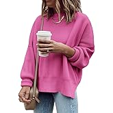 Imily Bela Womens Oversized Tunic Sweaters Fall Slouchy Long Sleeve Ribbed Knit Side Slit Pullover Jumper