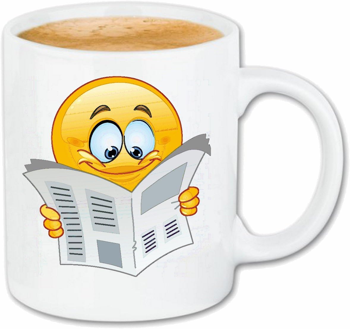 Coffee Mug Tea Cup Smiley The Newspaper Reading Smileys