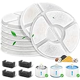 12 Pack Cat Water Fountain Filter, 8 Pcs Cat Fountain Filters Replacement Dia is 5" & 4 Pcs Pre-Filter Sponges for 81oz / 2.4L Round Automatic Pet Water Fountain Dog Dispenser, 3-Filtration System