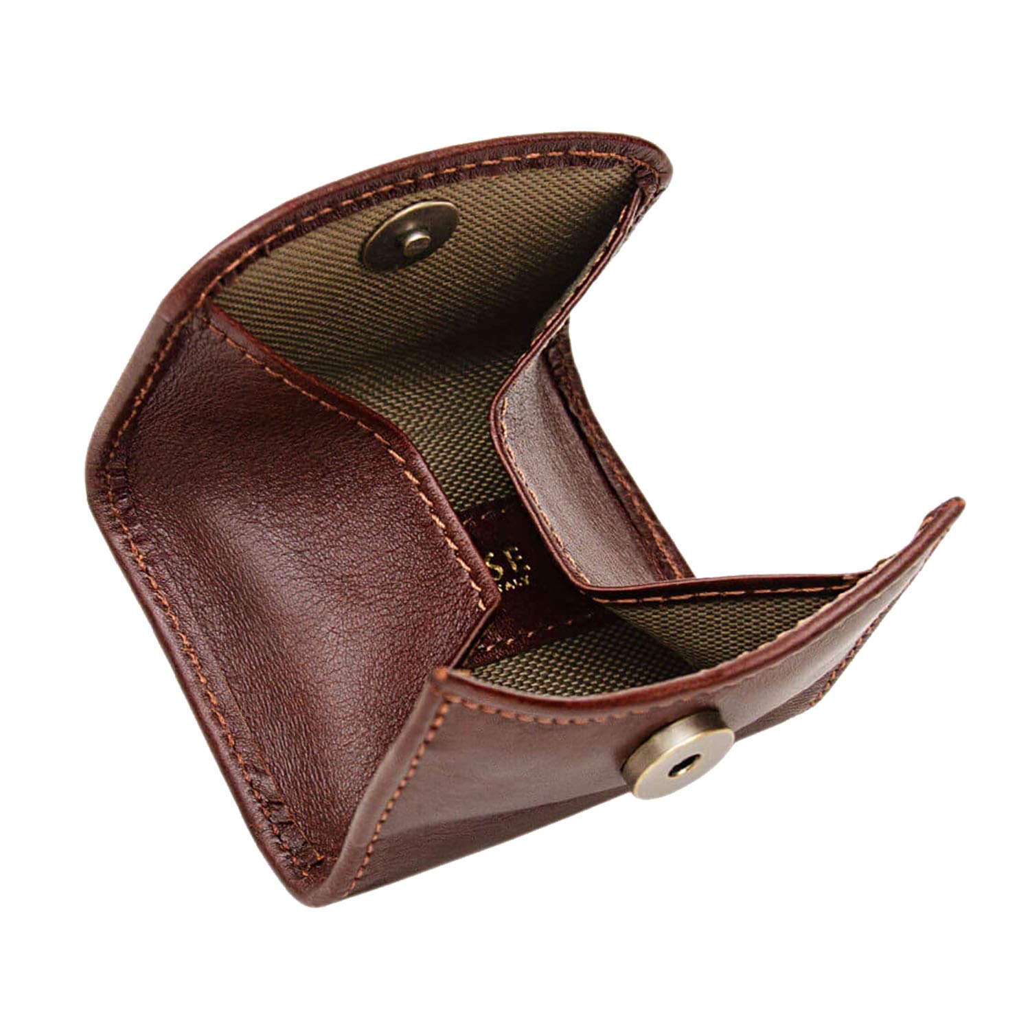 Tray Coin Purse - 100% Genuine Full-Grain Leather - Handmade in Italy by Expert Artisans - Elegant and Minimalist Design - Brown
