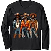 Black Cowgirl Melanin Western Rodeo Texas Black History Long Sleeve T-Shirt