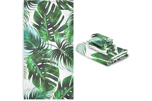 Vdsrup Palm Leaves Summer Bath Towels Set of 3 Tropical Jungle Leaf Hand Towels Washcloth Soft Thin Face Guest Towel Kitchen Tea Dish Towels Bathroom Decorations Housewarming Gifts