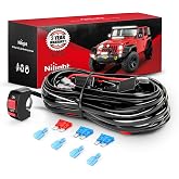 Nilight 7/8" Motorcycle Handlebar Switch Wiring Harness Kit 16AWG 2 Leads | 7/8inch Extension On Off Rocker Toggle 12V 24V with Fuse Relay for ATV UTV Dirt Bike LED Light Bar Auxiliary Driving Lights