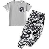 mksodopy Boys Clothes,Boy outfits 2-Piece Camouflage Short-Sleeved T-shirt Camouflage Pant Teen Boys Clothing