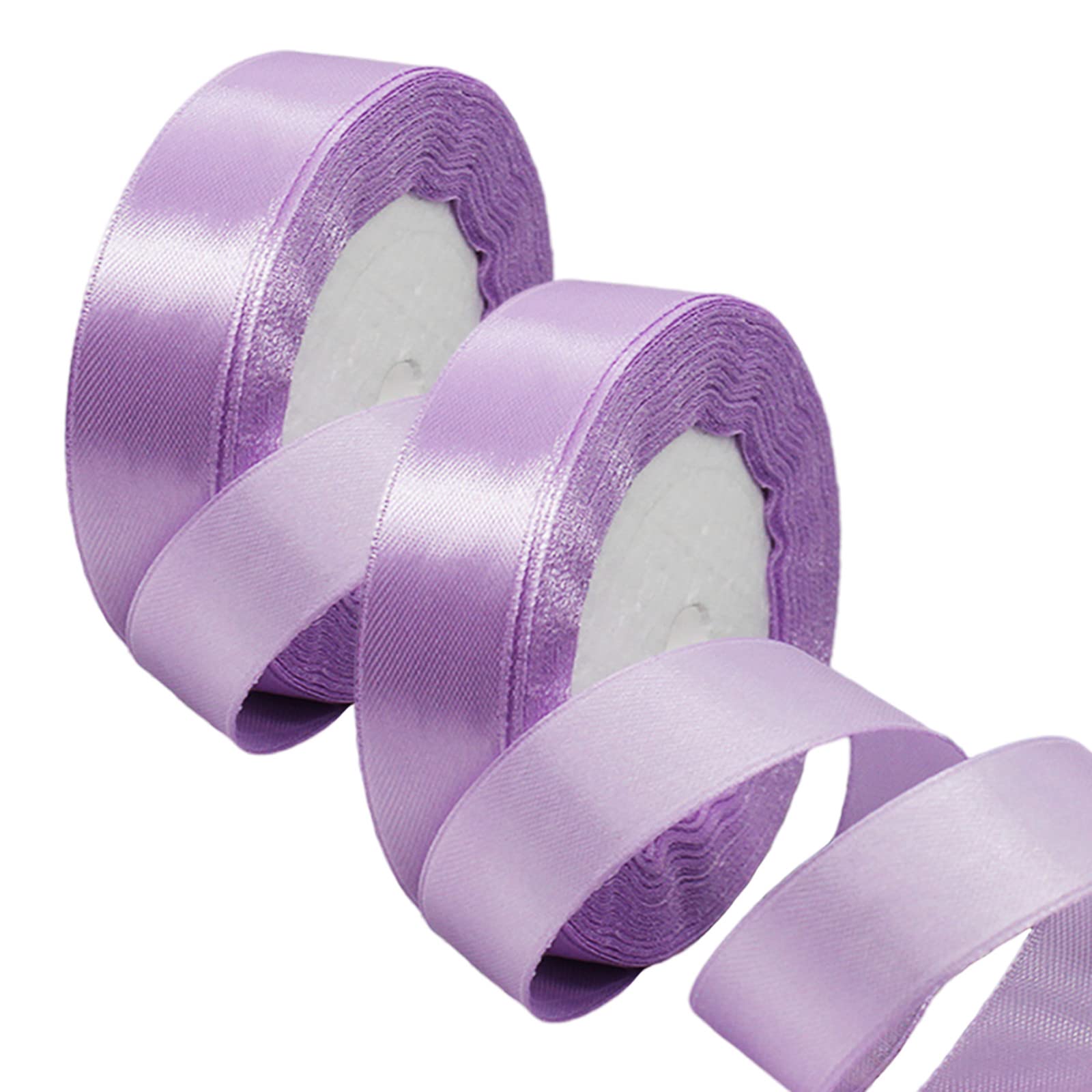 2 x 20mm Wide Pastel Purple Ribbon Thick Lilac Satin Ribbon 22m, 4/5 inch Thick Light Purple Ribbon for Gift Wrapping Wedding Christmas Birthday Cake Hair Bow Florist Bouquet Crafts Decorations