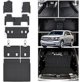 AltraVos Floor Mats for Chevrolet Tahoe 2015-2020 (Only Fit 7 Seats) & 2 Row Bucket Seat, TPE All Weather Protection Car Floor Liners with Trunk Mat Covering The Backrest