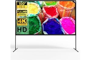 LEABIOLT Projector Screen with Stand,100 Inch,Thickened Wrinkle-Free Outdoor Movie Screen and Sturdy Frame for Home Movie Theater
