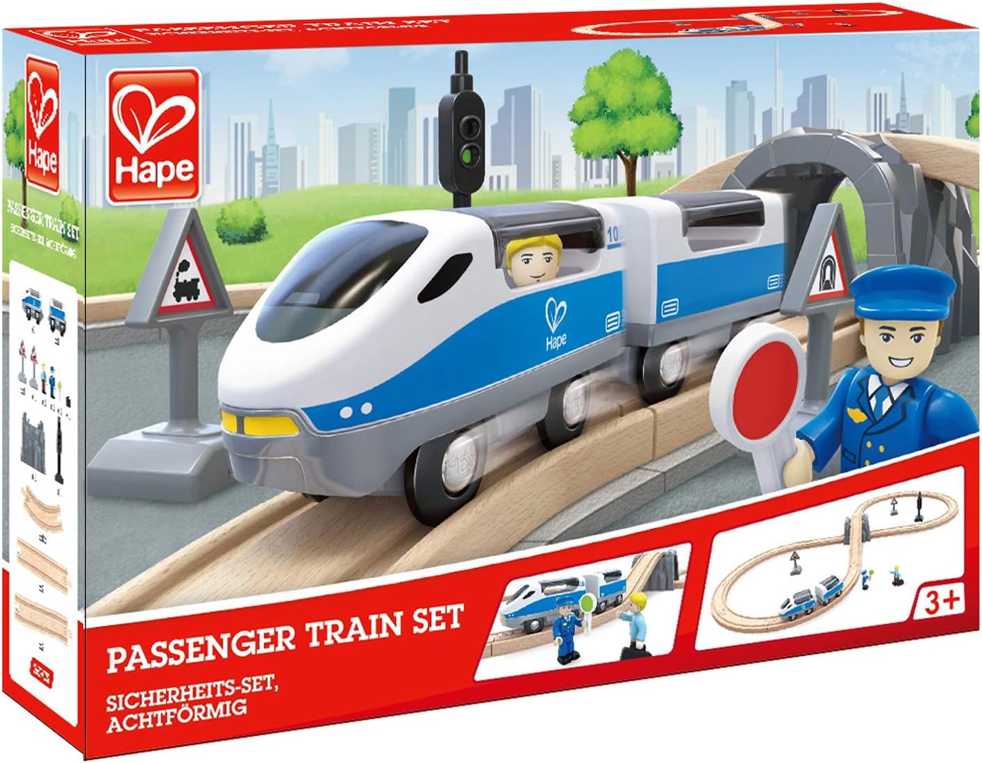 hape high and low railway set