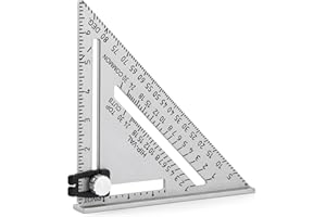 RONGPRO Aluminum 7-inch Rafter Square, Carpenter Measuring Layout Tool, Triangle Carpenter Square Die-cast Aluminum Alloy for Woodworking and Carpentry