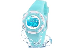 Edillas Kids Watches Digital Girls Boys, 7 Colors Light Wrist Watch for Child Waterproof Sport Outdoor Multifunctional Wristwatches with Stopwatch Alarm for Ages 4-15