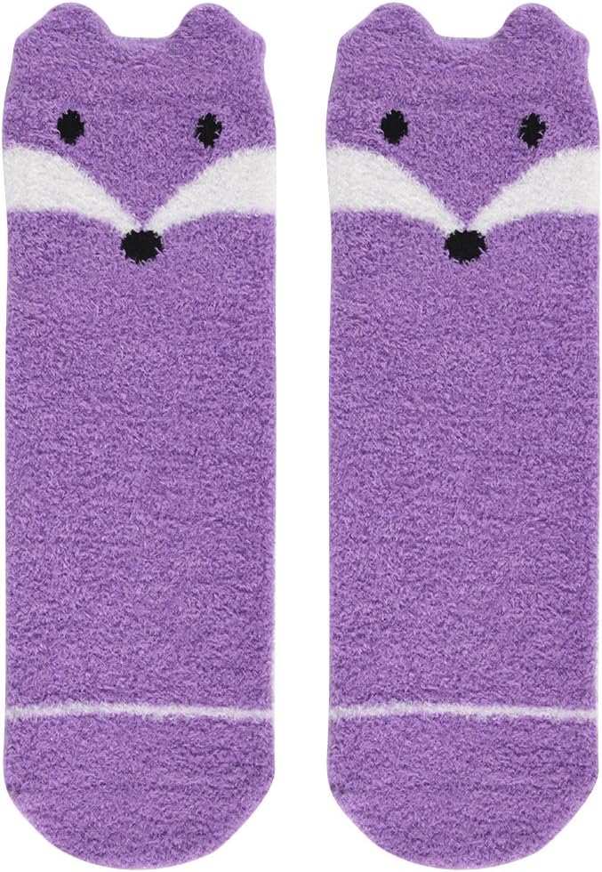 Novelty Crew Socks for Women,Vive Bears Fluffy Cute Design Anti-slip Socks Nice Gifts
