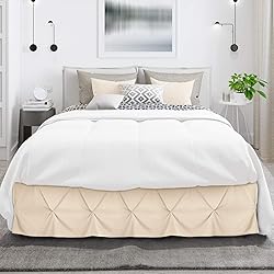 Nestl Beige Cream Bed Skirt Twin Size, Pinch Pleat