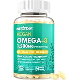 Vegan Omega 3 EPA DHA ALA Supplements + CoQ10, Vitamin D3 K2 for Women Men | 1500mg Plant Based Omega 3 Fatty Acids Mini Softgels for Bone Brain Eye Skin, Algae Oil as Fish Oil Alternative, 120 Pills