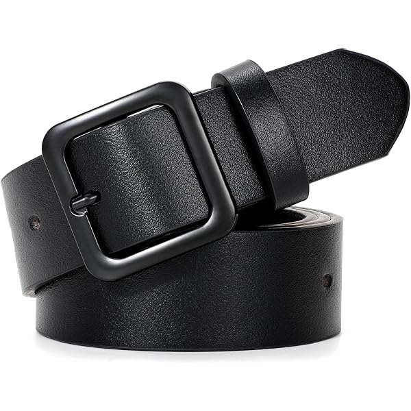 Triple Buckle Contour Blk Leather Belt,s,m,l or xL Beltiscool Womens Wide Fashion Leather Belt with Crescent  main image 3