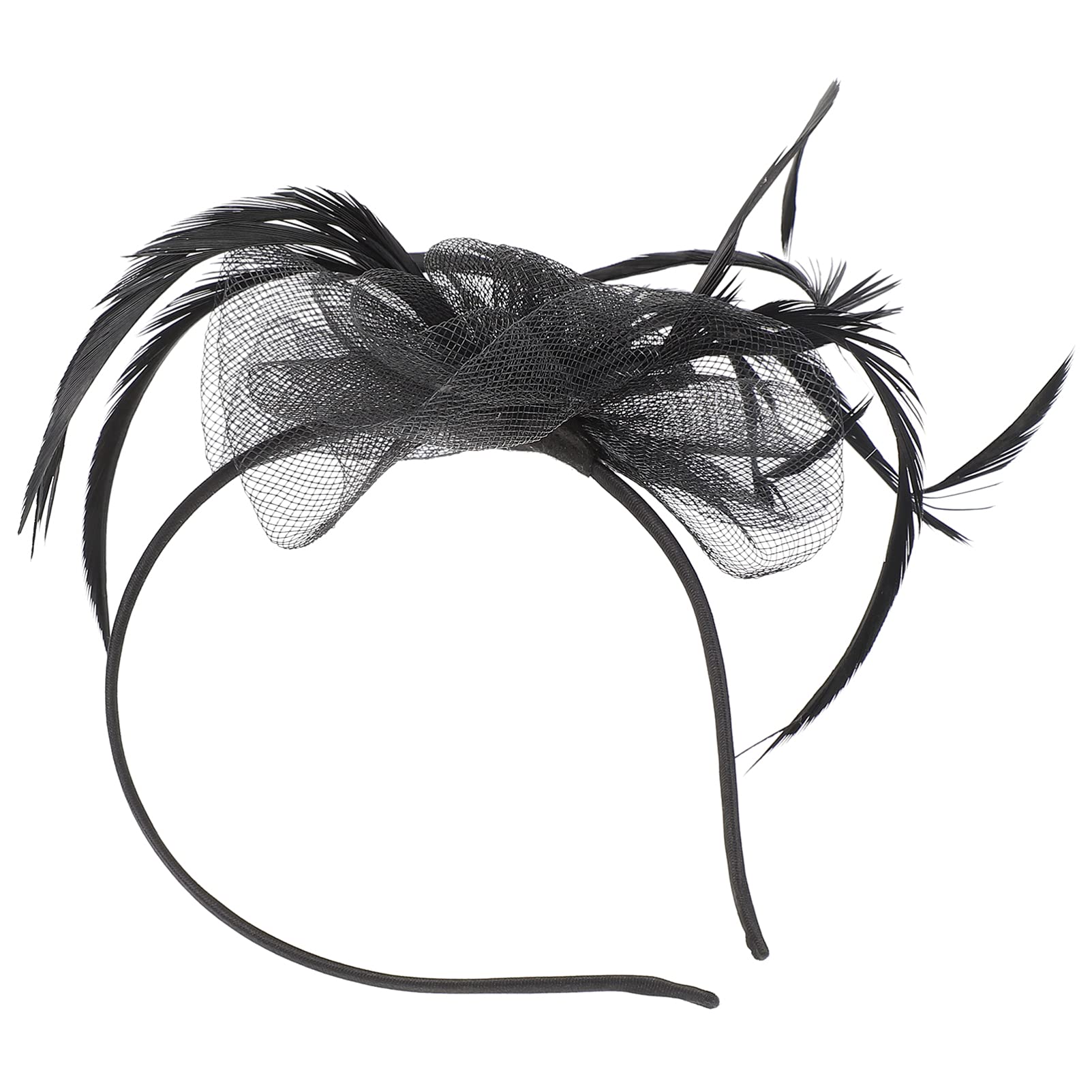 Minkissy 1PC Headband Mesh Gauze Hair Hoop Fascinator Headband Queen Headpiece for Party Wedding Prom ( Black )