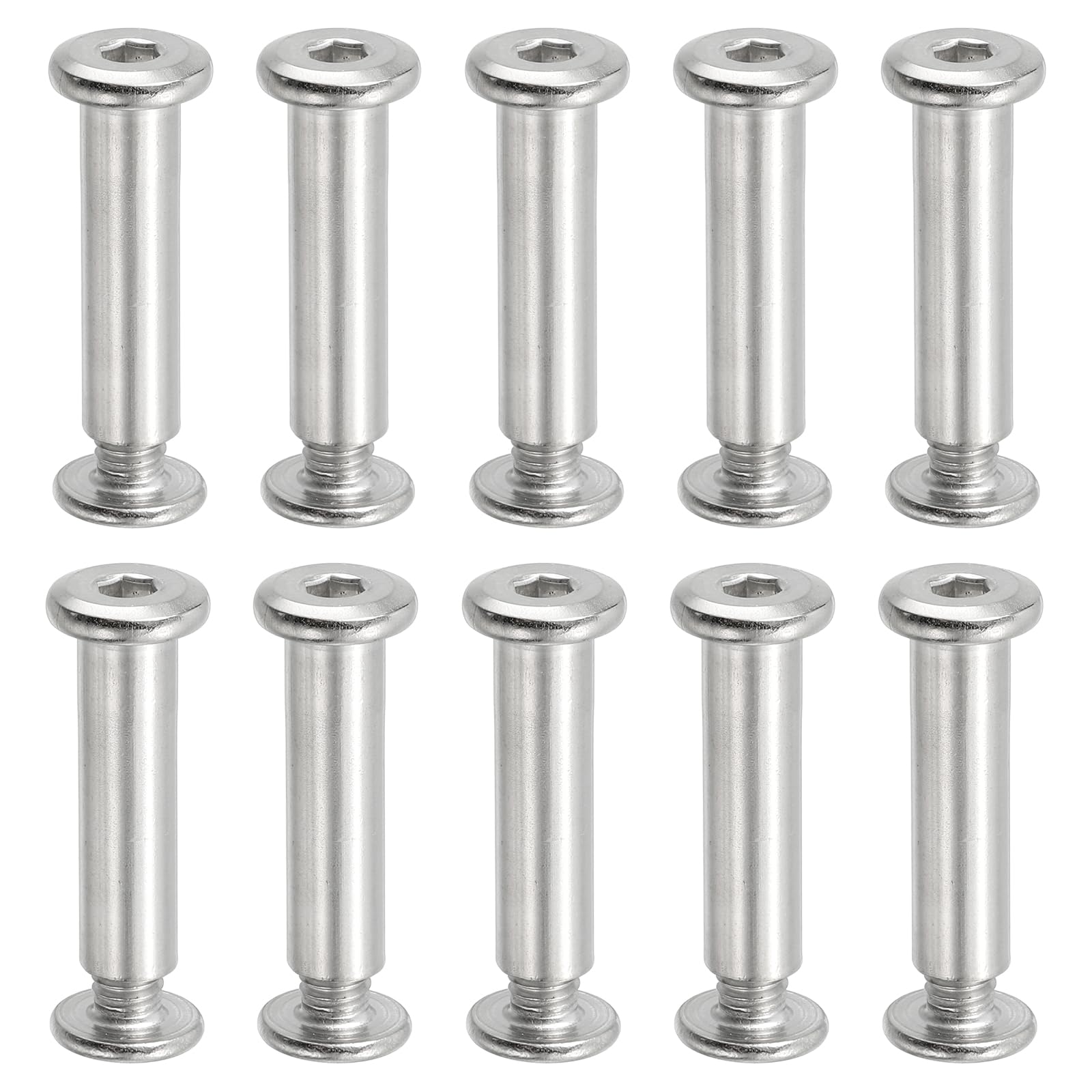Photo 1 of PATIKIL Hex Chicago Screws, 10 Set Binding Screw Posts M6 x 30 mm Connecting Hex Drive Socket Cap Bolt Nuts for Scrapbook Leather Belt Album Photo Furniture Repair, Silver