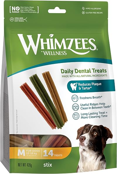 WHIMZEES Stix M 12 Pieces Dog Dental Sticks Medium Breed Grain Free
