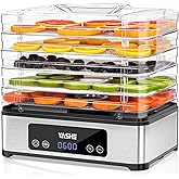 YASHE Food Dehydrator Machine, 5 Stainless Steel Trays Food Dryer, 400W Dehydrators for Food and Jerky, Herbs, Meat, Fruit, D