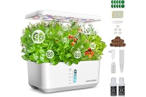 Ahopegarden Indoor Hydroponics Growing System: 10 Pods Garden Kit with LED Grow Light and Efficient Pump for Growing Fresh Herb/Lettuce/Tomatoes - Hydroponic Planter for Kitchen & Home Gardening