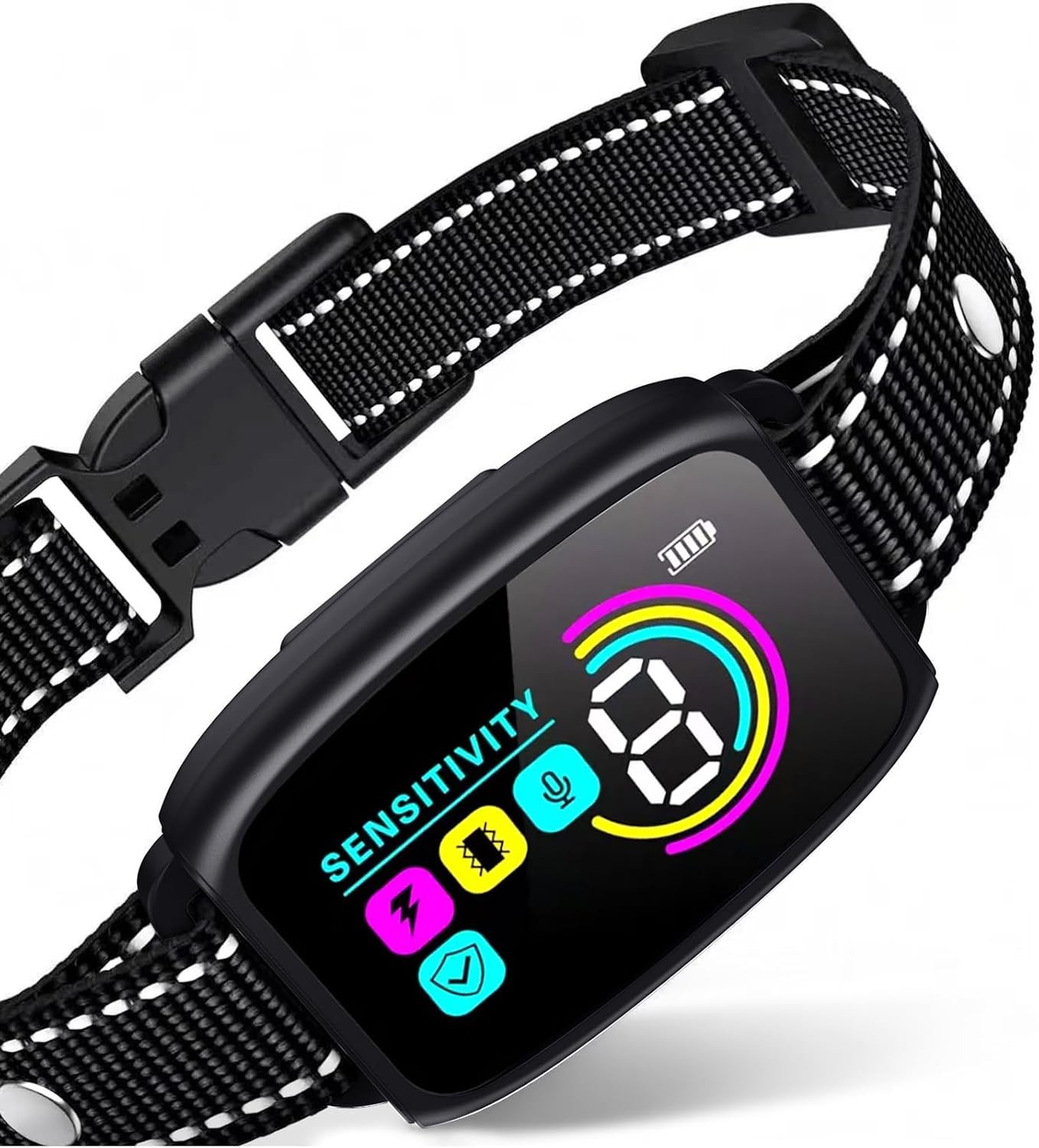 Dog Bark Collar for Large Medium Small Dogs,Smart Anti Barking Device with 4 Training Modes,Rechargeable IP67 Waterproof Barking Collar with 8 Adjustable Sensitivity (Black)