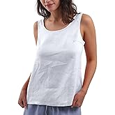 Amazhiyu Women's 100% Linen Scoop Neck Tank Tops Sleeveless Summer Blouse Casual